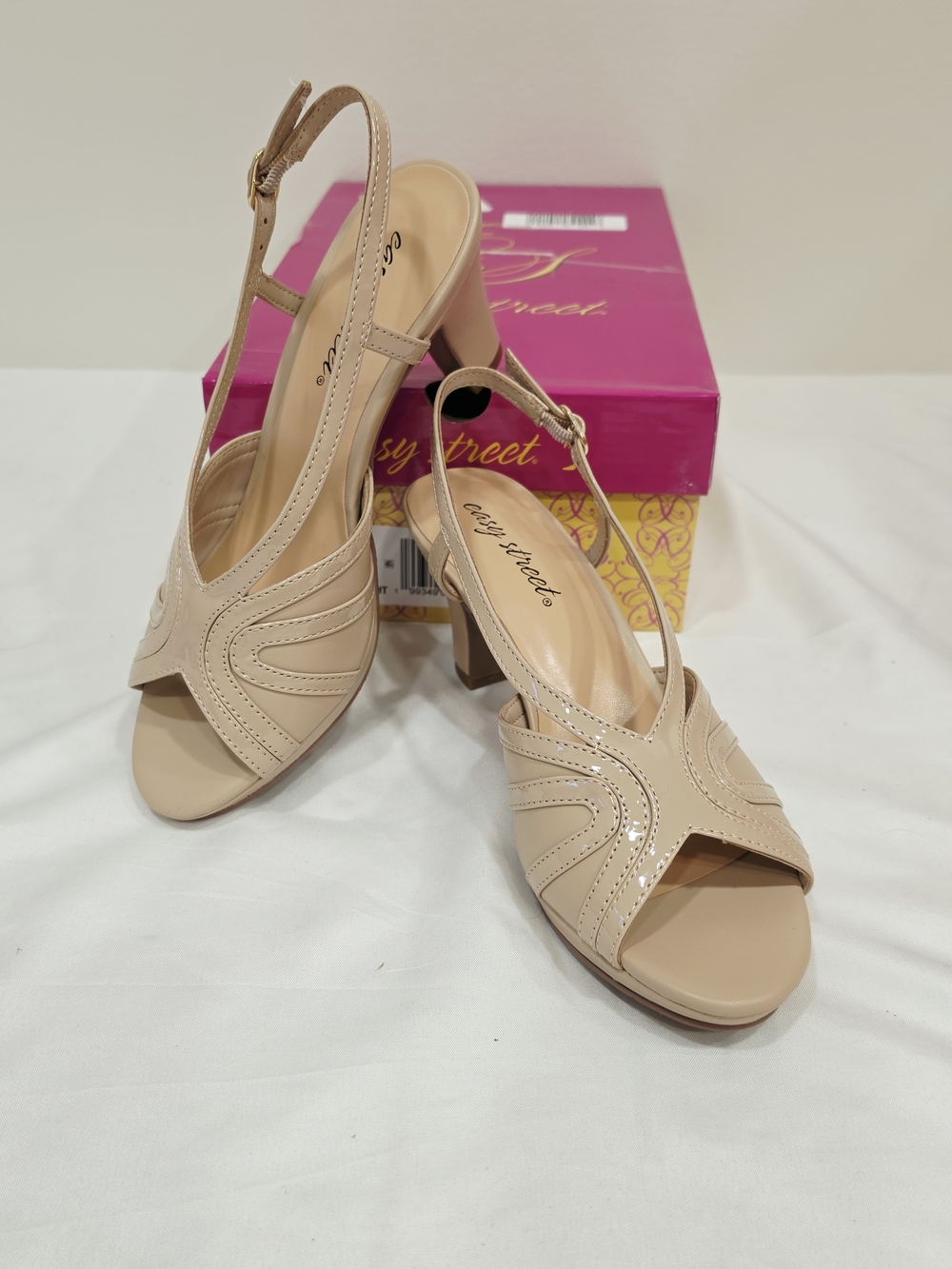 easy street Starlight Nude Slingback Peep-Toe Heels